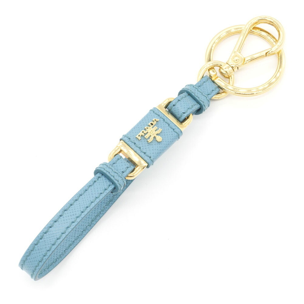 Prada Keychain 1AP649 Turquoise Leather Keyring Accessory Bag Charm Women's P...